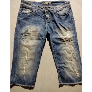 Preowned BKE Sabrina womens stonewashed distressed Bermuda shorts size 27 whiske